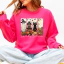 XXL Crunhberry Bright Pink Spooky Season Striped Halloween Cat Ghost Pumpkins Autumn Cozy Classic Sweatshirt