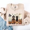 XXXL Sand Spooky Season Striped Halloween Cat Ghost Pumpkins Autumn Cozy Classic Sweatshirt