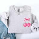 XL Ash Light Gray Spooky Skull Cherries Coquette Halloween Skeleton Vintage Gothic Graphic Sweatshirt