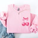 XL Light Pink Spooky Skull Cherries Coquette Halloween Skeleton Vintage Gothic Graphic Sweatshirt