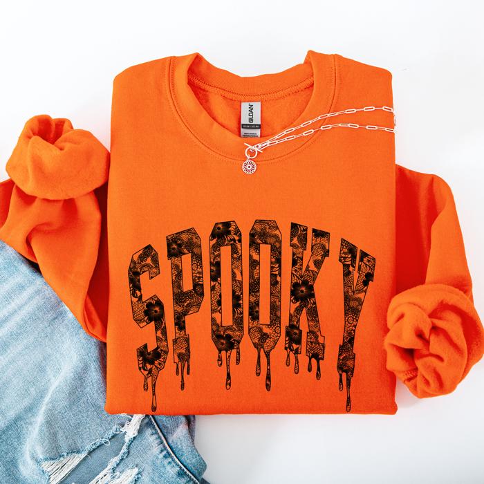 Spooky Faux Lace Halloween Coquette Embellished Vintage Gothic Ornament Sweatshirt