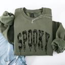 XXXL Military Green Spooky Faux Lace Halloween Coquette Embellished Vintage Gothic Ornament Sweatshirt