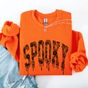 Large Orange Spooky Faux Lace Halloween Coquette Embellished Vintage Gothic Ornament Sweatshirt