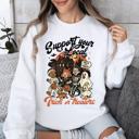 Large White Support Your Local Trick Or Treaters Halloween Costume Graphic Cozy Autumn Nights Sweatshirt
