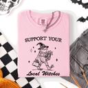 XL Blossom Light Pink Support Your Local Witches Frog Halloween Witch Spooky Season Graphic Design Edition Comfort Colors Tee