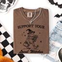 Large Espresso Support Your Local Witches Frog Halloween Witch Spooky Season Graphic Design Edition Comfort Colors Tee