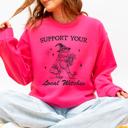  Support Your Local Witches Frog Halloween Witch Design Cozy Autumn Themed Sweatshirt
