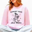 Medium Light Pink Support Your Local Witches Frog Halloween Witch Design Cozy Autumn Themed Sweatshirt