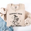 Large Sand Support Your Local Witches Frog Halloween Witch Design Cozy Autumn Themed Sweatshirt
