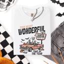 Large White The Most Wonderful Time Of The Year Reading Skeleton Halloween Haunted Library Comfort Colors Tee