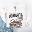 XXL White The Most Wonderful Time Of The Year Reading Skeleton Halloween Haunted Library Sweatshirt