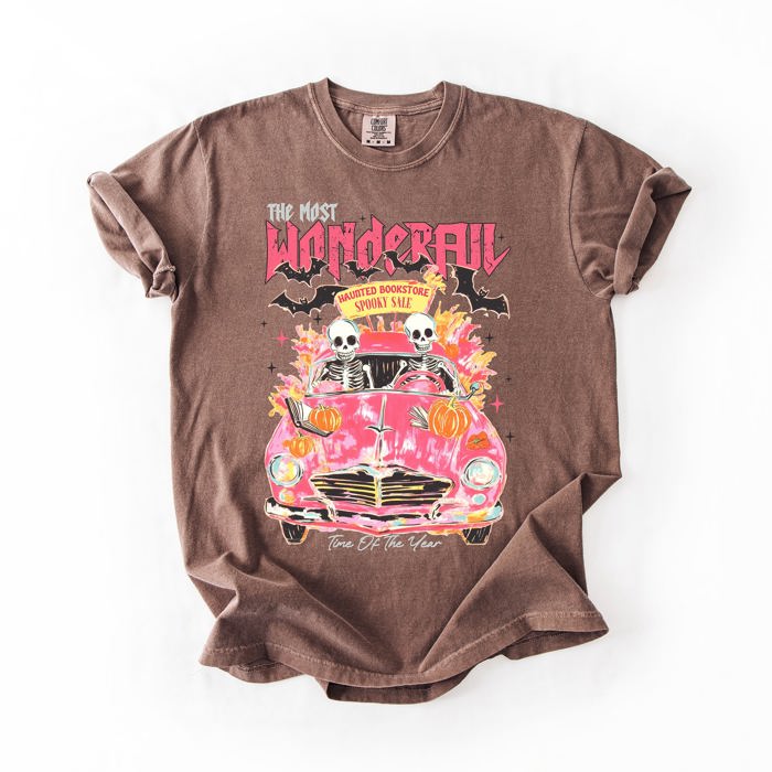 The Most Wonderful Time Of The Year Reading Skeletons Halloween Comfort Colors Tee