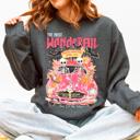 Medium Dark Gray Heather The Most Wonderful Time Of The Year Reading Skeletons Spooky Halloween Graphic Sweatshirt