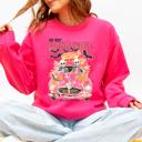 Medium Crunhberry Bright Pink The Most Wonderful Time Of The Year Reading Skeletons Spooky Halloween Graphic Sweatshirt