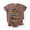 Large Espresso The Skeleton Motel Reading Skeletons Spooky Halloween Graphic Comfort Colors Tee