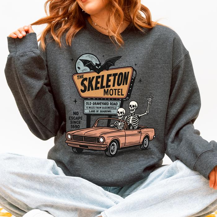 The Skeleton Motel Spooky Halloween Sweatshirt