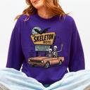 XXL Purple The Skeleton Motel Spooky Halloween Sweatshirt