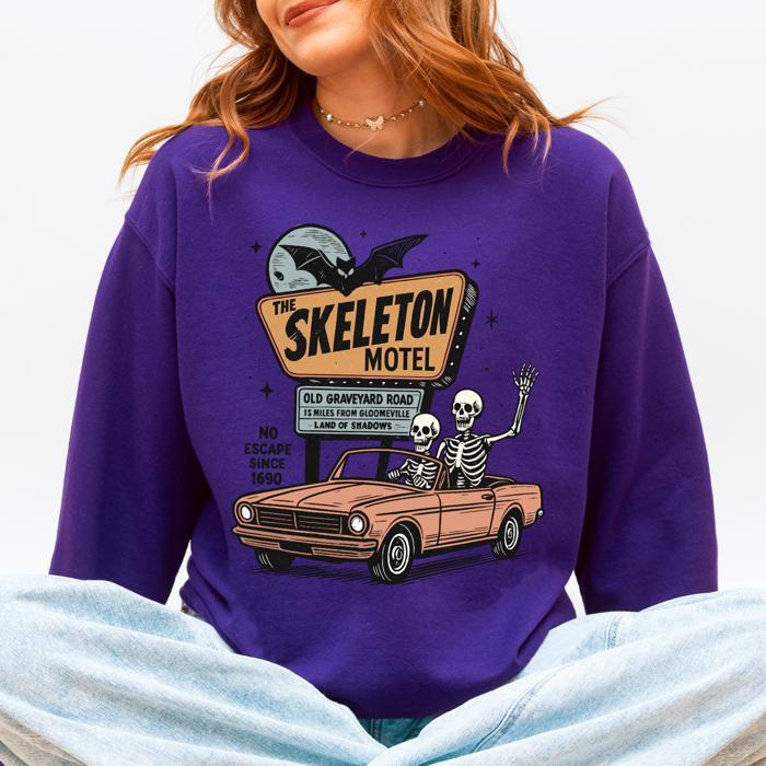 The Skeleton Motel Spooky Halloween Sweatshirt