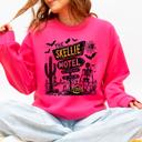 XL Crunhberry Bright Pink The Skellie Motel Skeleton Halloween Night Haunting Edition With Spooky Vibes And Retro Motel Aesthetic Sweatshirt