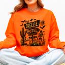 Large Orange The Skellie Motel Skeleton Halloween Night Haunting Edition With Spooky Vibes And Retro Motel Aesthetic Sweatshirt