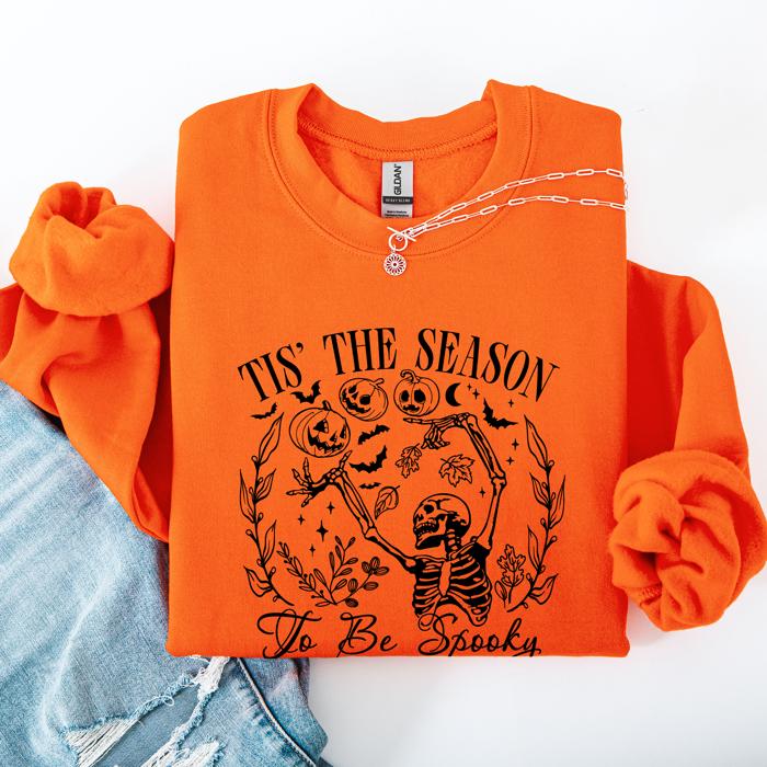 Tis The Season To Be Spooky Skeleton Halloween Retro Classic Ghoulish Festive Night Edition Sweatshirt