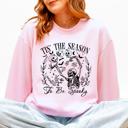 Large Light Pink Tis The Season To Be Spooky Skeleton Halloween Retro Classic Ghoulish Festive Night Edition Sweatshirt