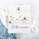  Tis The Season, Cute Ghosts Halloween Night Parade Of Friendly Phantoms In Cozy Autumn Glow Sweatshirt