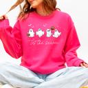 Large Crunhberry Bright Pink Tis The Season, Cute Ghosts Halloween Night Parade Of Friendly Phantoms In Cozy Autumn Glow Sweatshirt