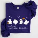 XXXL Purple Tis The Season, Cute Ghosts Halloween Night Parade Of Friendly Phantoms In Cozy Autumn Glow Sweatshirt