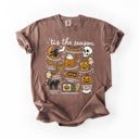  Tis The Season Halloween Skeleton Black Cat Witch Ghost Pumpkin Comfort Colors Tee