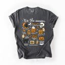 XXL Pepper Dark Gray Tis The Season Halloween Skeleton Black Cat Witch Ghost Pumpkin Comfort Colors Tee