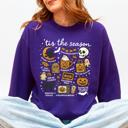 Large Purple Tis The Season Halloween Skeleton Black Cat Witch Ghost Pumpkin Spooky Sweatshirt