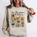 Large Sand Tis The Season Halloween Skeleton Black Cat Witch Ghost Pumpkin Spooky Sweatshirt