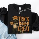 XXL Black Trick Or Treat Raccoon Halloween Spooky Cozy Premium Graphic Edition Soft Warm Everyday Sweatshirt