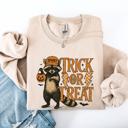 XXL Sand Trick Or Treat Raccoon Halloween Spooky Cozy Premium Graphic Edition Soft Warm Everyday Sweatshirt