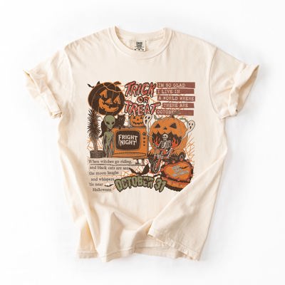 Vintage Halloween Collage PNG Retro October 31 Distressed Edition Comfort Colors Tee