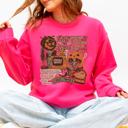 Medium Crunhberry Bright Pink Vintage Halloween Collage PNG Retro October 31 Distressed Halloween Mood Sweatshirt