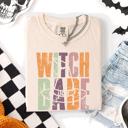 Medium Ivory Cream Witch Babe Halloween Mood Vibes Spooky Season Vintage Cozy Nightfall Edition Comfort Colors Tee