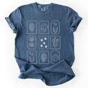  Autumn Flowers Minimalist Boho Fall Bouquet With Blue Wildflowers Sunflowers And Pumpkin Accents Comfort Colors Tee