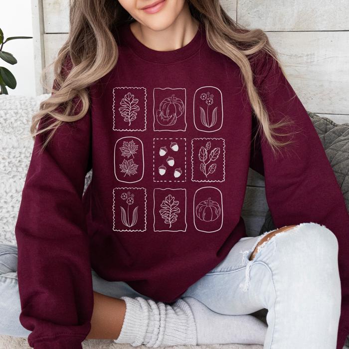 Autumn Flowers Minimalist Sunflowers And Pumpkins In Warm Tones Fall Floral Sweatshirt