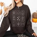 XL Dark Chocolate Autumn Flowers Minimalist Sunflowers And Pumpkins In Warm Tones Fall Floral Sweatshirt