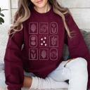 Medium Maroon Autumn Flowers Minimalist Sunflowers And Pumpkins In Warm Tones Fall Floral Sweatshirt