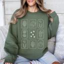 XXXL Military Green Autumn Flowers Minimalist Sunflowers And Pumpkins In Warm Tones Fall Floral Sweatshirt