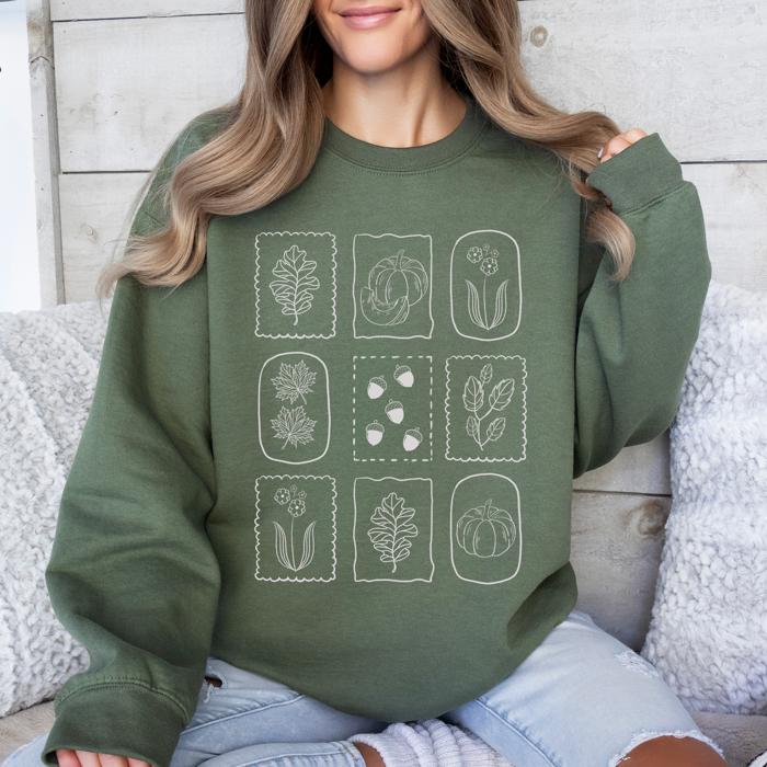 Autumn Flowers Minimalist Sunflowers And Pumpkins In Warm Tones Fall Floral Sweatshirt