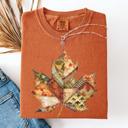  Autumn Leaf Faux Quilt Leaves Vintage Boho Floral Design With Sunflower Accents Comfort Colors Tee