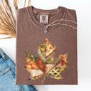 Autumn Leaf Faux Quilt Leaves Vintage Boho Floral Design With Sunflower Accents Comfort Colors Tee