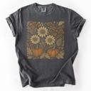 XL Pepper Dark Gray Autumn Wildflowers Minimalist Floral Fall Pumpkin Garden Bloom Comfort Colors Tee