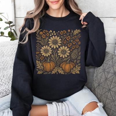 Autumn Wildflowers Minimalist Gorgeous Fall Pumpkin Botanical Cozy Autumnal Sweatshirt