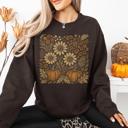 Small Dark Chocolate Autumn Wildflowers Minimalist Gorgeous Fall Pumpkin Botanical Cozy Autumnal Sweatshirt