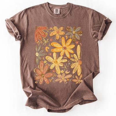 Beautiful Autumn Flowers Watercolor Fall Floral Vintage Boho-Inspired Comfort Colors Tee
